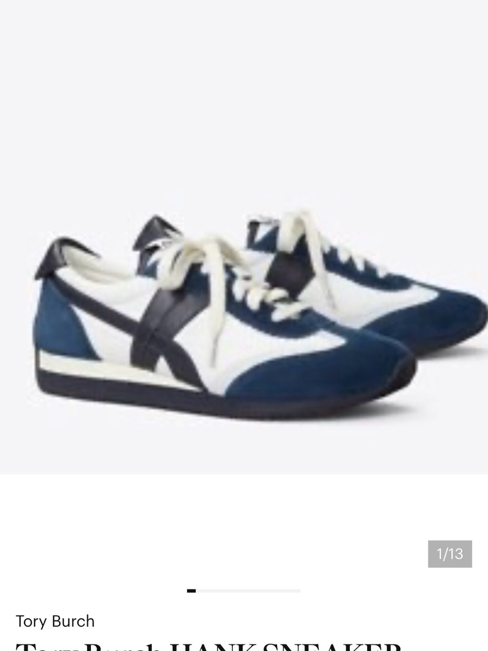 Tory Burch Blue and White Retro Runner Sneakers